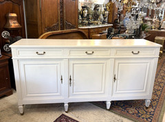 French Antique Louis XVI Painted White Sideboard / Buffet
