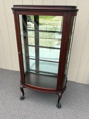 67681 Mahogany Serpentine China Cabinet with Claw Feet, 1930s