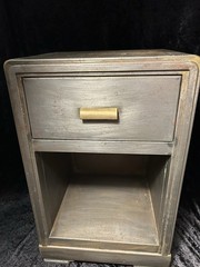Vintage Metal Age Deco Simmons Furniture 1 Drawer Cabinet Side Table 22×14.5×13″