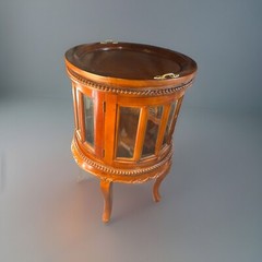 Tea Table End Table Glass Panel Curio Liquor Cabinet Round Side Table Read