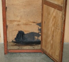 ANTIQUE VICTORIAN ORIGINAL PAINT CIRCA 1880-1900 TOOL SHED CUPBOARD IN PINE