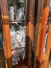 vintage antique Mahogany display Cabinet pharmacy c1870 CT 72/37/13” – 3 shelves