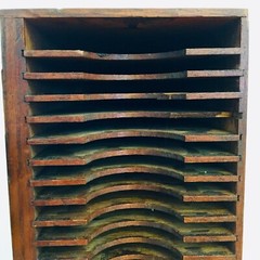 K Noble Oak File Box 33 open slot curved notches Vertical Detroit MI 5 x 6¼ x 16