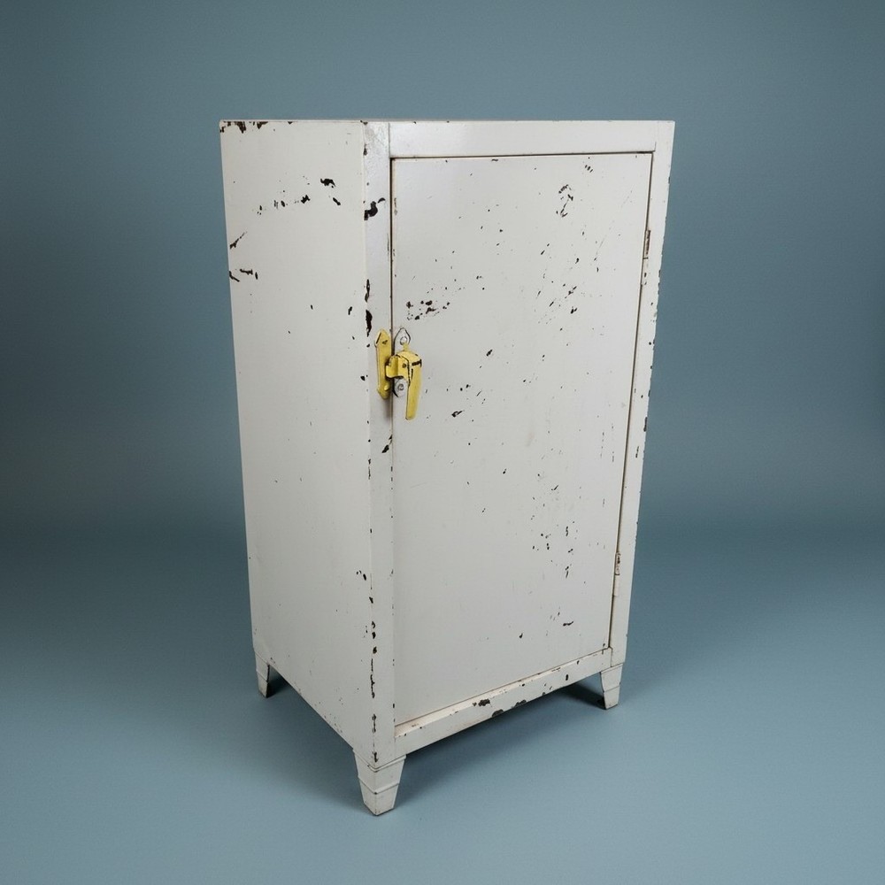 Industrial Metal Medical Cabinet White Steel Storage Locker 28″ Freestanding Sm