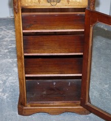 19TH CENTURY VICTORIAN INLAID WALNUT MARQUETRY PIER GLAZED MUSIC CABINET