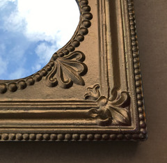 VTG Decorative Salvaged Tin Ceiling Gold 23″ SQ. Thick Metal Mirror Old 1614-25B