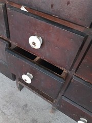 Loaded full 57″ Antique Apothecary Hardware Cabinet 30 Drawer Industrial We Ship