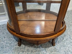 Antique English Oak Half-Round Curved Curio Display Cabinet *Missing Glass Panel