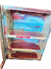 Medicine Cabinet Vintage Distressed Wood Display Rustic Art Deco Farmhouse