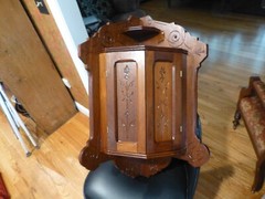 VICTORIAN EASTLAKE BLACK WALNUT CORNER CABINET 1880