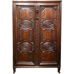 Large French Louis XIV Carved Walnut Two Door Cabinet or Armoire w/Restorations