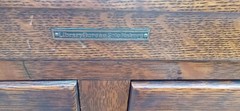 Antique Solid Tiger Oak Library Bureau Sole Makers 8 Drawer Desk