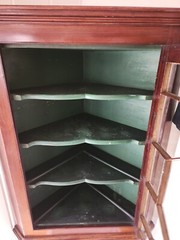 Neoclassical Hanging Corner CABINET, Cupboard, Mahogany, Thirteen Light, 43″t