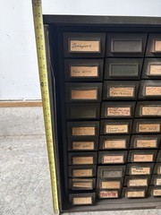 Vintage 70 Drawer Metal Card Catalog Cabinet Industrial Apothecary Army Green