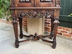 Antique French Carved Walnut Cabinet Bar Renaissance Wine Server Baroque