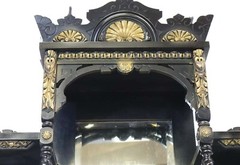 Beautiful Louis XVI Black and Gold French Cabinet (43″ x 12″ x 76″)