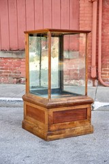 Antique Drug Store Showcase Oak Glass Display Case Trophy Bookcase Cabinet VTG