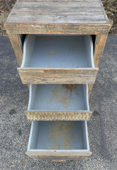Vtg Heavy Duty Storage Cabinet Handmade Wood Chest Drawers Painted Fish Coastal