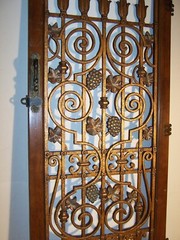 Vintage Faux Iron Gate Grape Clusters Wine Cabinet Door Only Wall Art Salvage