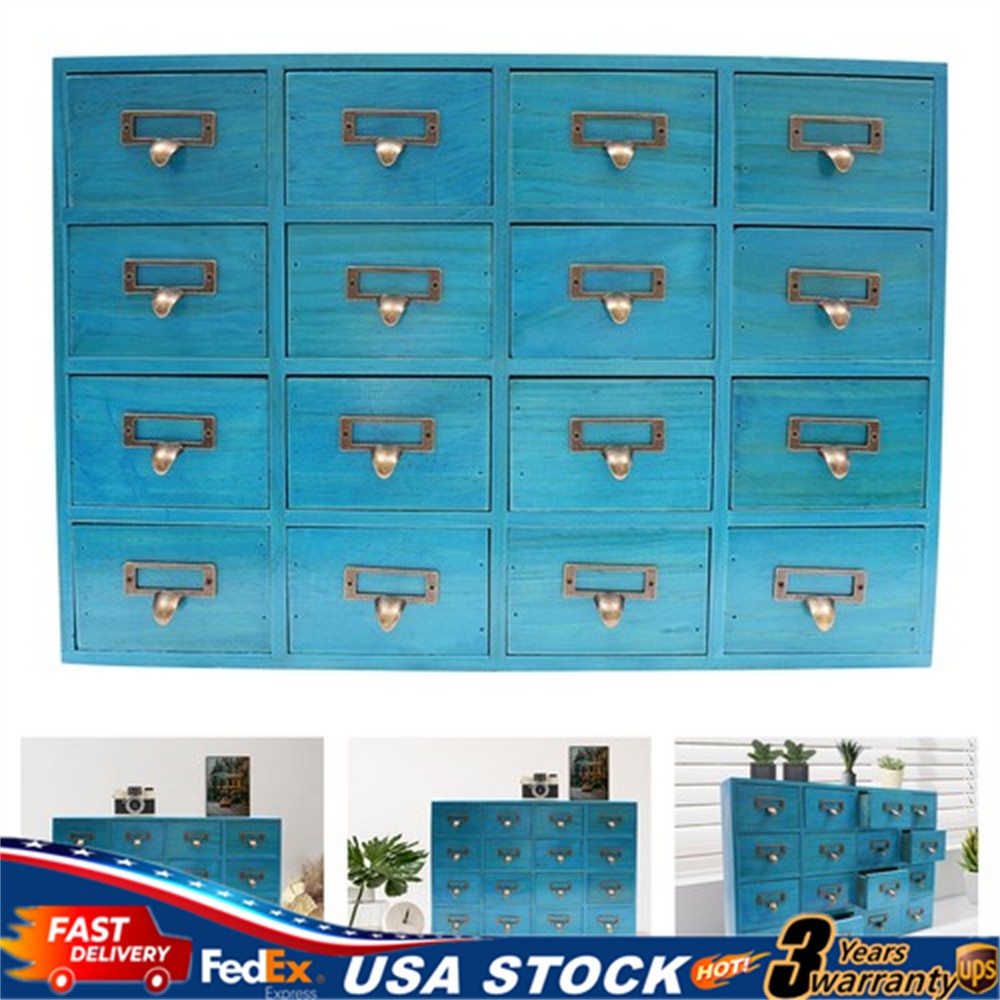 16 Drawers Apothecary Cabinet Library Card Catalog Cabinet Tabletop Vintage Apot