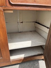 Antique Walnut 2pc Kitchen Hutch Cabinet Stepback Pantry Farmhouse Cupboard