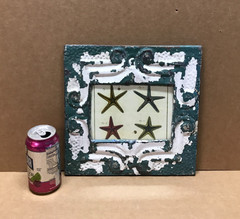 VTG Shabby 11″ Sq. 5×7 Photo Tin Ceiling Metal Blue Picture Frame Old 390-26B