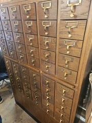 Vintage Apothecary Cabinet Antique Wood Drawer Card Catalog Industrial Wine Rack