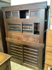 Amazing Antique Asian Bamboo And Black Palm Mizuya-Dansu cabinet