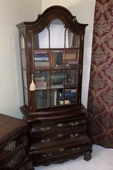 Vintage Dutch Burl Walnut Rococo Bombe China Cabinet Vitrine