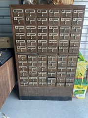 Antique Apothecary Cabinet file Drawer office vintage library Card Catalogue