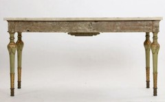 18th century Italian Neoclassical Green Console Table w/Marble top