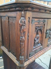 Oak Antique 19th Century French Gothic Monk Cabinet Vestry Bar 40x22x59.5