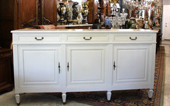 French Antique Louis XVI Painted White Sideboard / Buffet