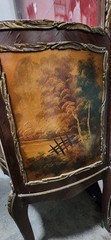 Vintage Franch Vernis Martin Vitrine – Hand-Painted Serpentine Curio Cabinet