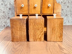 Antique Oak Wood Spice Cabinet Apothecary Chest Primitive Farm Rustic Kitchen