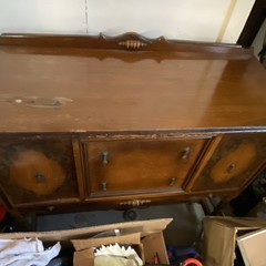 Vintage Brown Wood Freestanding Cabinet 2 Doors 1 Drawer Knob 40x18x32″