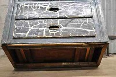 American Colonial Primitive Rustic Green Distress Paint Kitchen Cabinet Cupboard