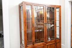 Vintage Chinoiserie Style Lighted Display Cabinet