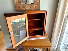 Vtg Wood Display Cabinet | Glass Door Display Cabinet | Apothecary Wood Cabinet