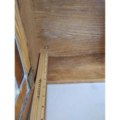 Handmade Oak Wall Cabinet Stained Slag Glass Doors Shelving 32in Cabin Kitchen