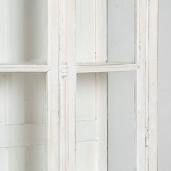 19th-Century French White Painted Oak Bookcase Display Cabinet with Glass Doors