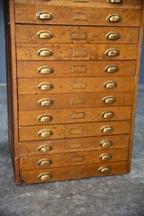 Antique apothecary Map Cabinet Flat File Wood drawer Brass Pulls industrial VTG