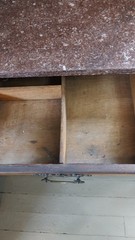 19th Century Marble Top Possum Belly Copper Lined Bins Kitchen Bakers Cabinet