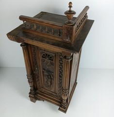Stunning Antique Corner Cabinet Hand Carved Wood French Breton for left corner W