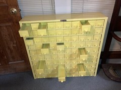 Collectible Vintage HOBART 100 Drawer Small Part File Cabinet *Yellow Unit Only