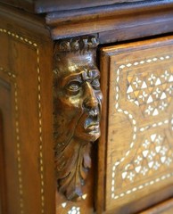 Incredible 19th Century Italian Inlaid Cabinet with Figural Design 2 Dr/ 4 Drawe