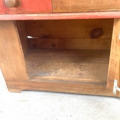 Antique Primitive Pine Farmhouse Cabinet Painted Country Cupboard Washstand