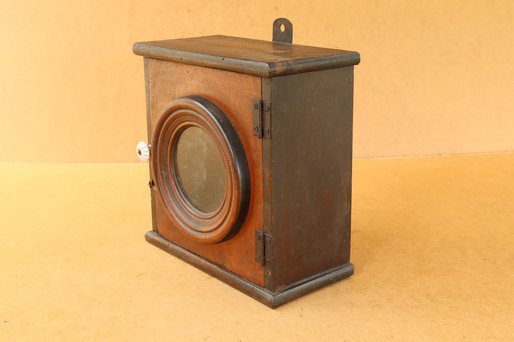 Vintage Clock Antique Wood Box Case for Alarm Clock Wall Cupboard Chest 1950s.