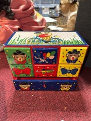 Dated 1908 Antique Hand Painted Kids Apothecary Style Storage Cabinet 12”x9”x6”
