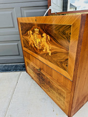 Beautiful Vintage Mid Century Art Decor Bavarian Inlaid Cocktail Dry Bar Cabinet